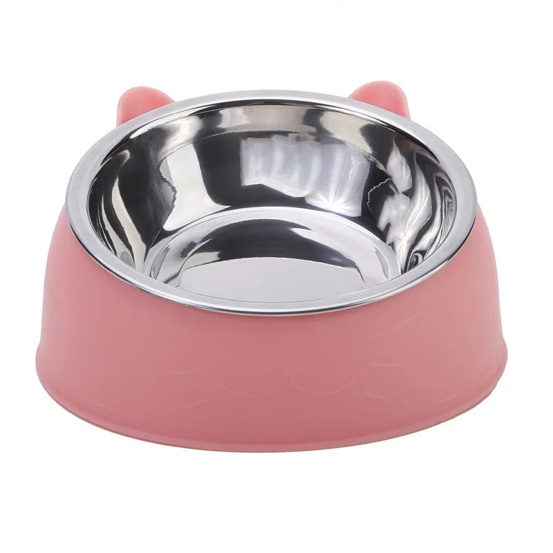 1pc Cat Inclined Stainless Steel Bowl