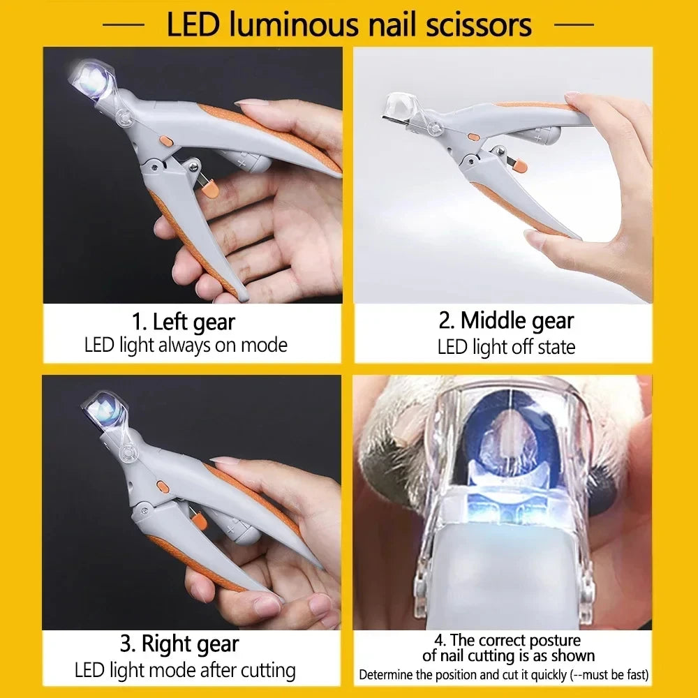 Professional Pet Nail Clipper Scissors With LED Light Cat Dog Nail Clippers Tool Scissors Nail Toe claw Cutter Scissors Pet Suppl