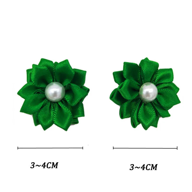 20Pcs Flower Dog Hair Bows Rubber Band Dog Accessories