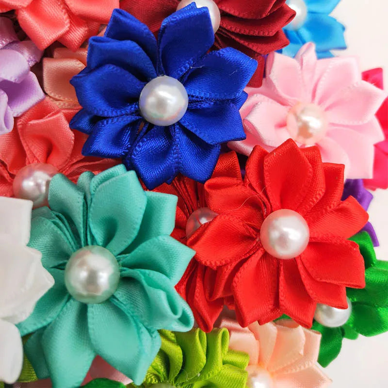 20Pcs Flower Dog Hair Bows Rubber Band Dog Accessories