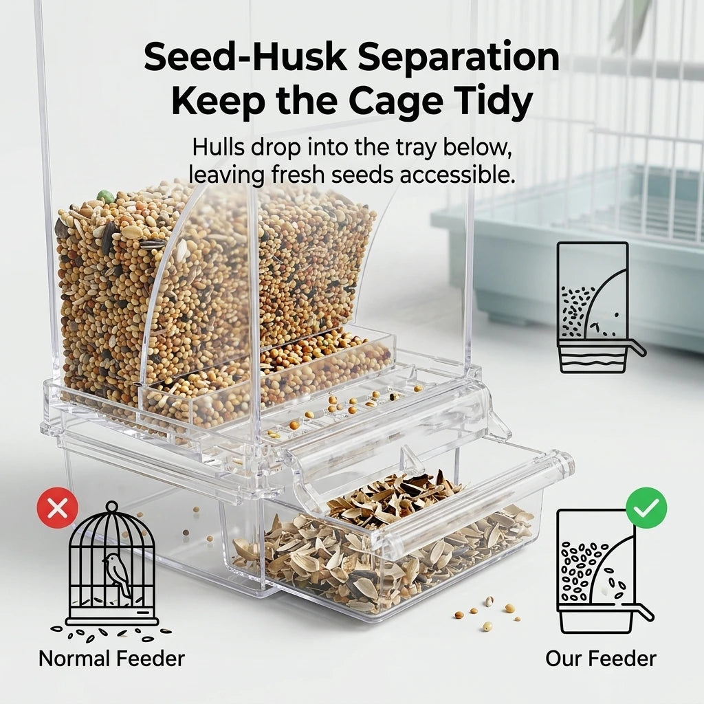 No Mess Clear Acrylic Bird Cage Feeder