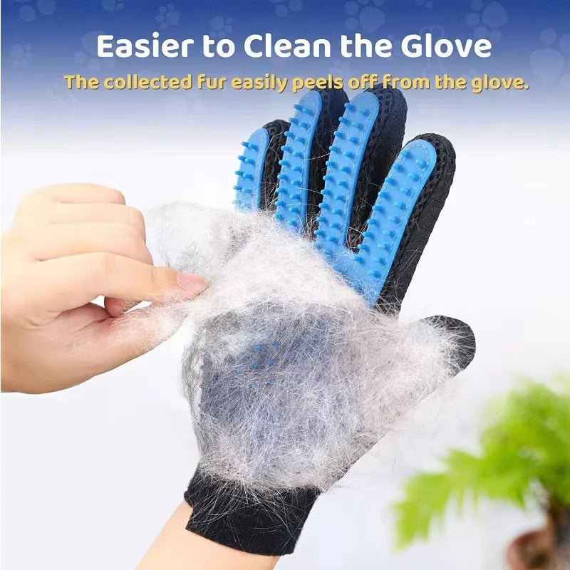 Pet Grooming Kit for Dog Cat and Rabbit Fur, 2 Sided Grooming Brush Bath Cleaning Glove De-Shedding De-Matting Pet Hair