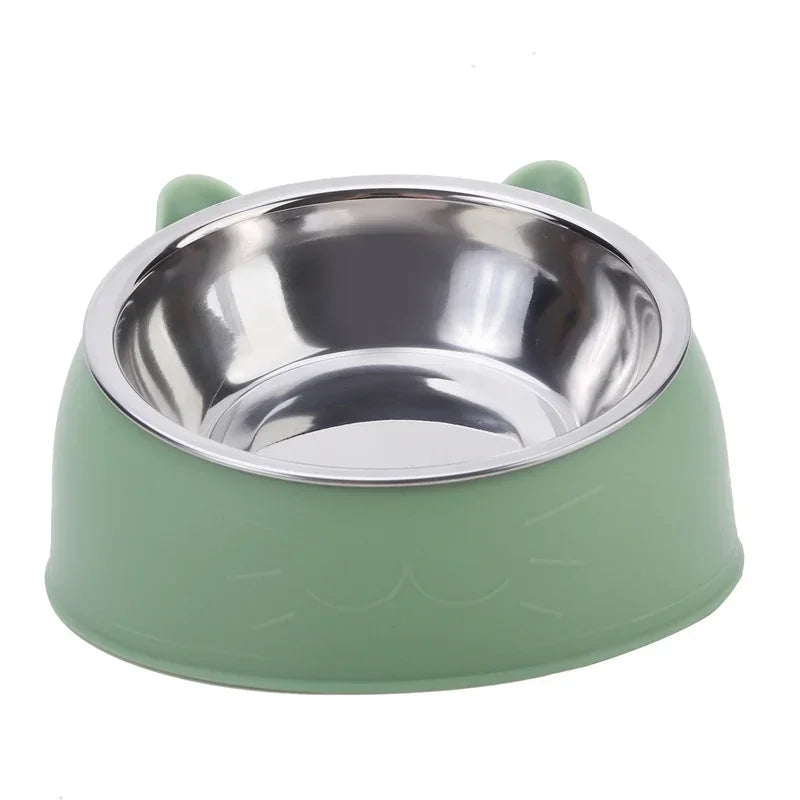 1pc Cat Inclined Stainless Steel Bowl