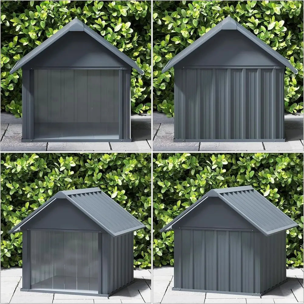 30 Inch Outdoor Dog House With Door Curtain Weatherproof Puppy Shelter Anti‑Chewing Iron Frame For Medium Large Dogs Sturdy Long‑Lasting Dog Tent