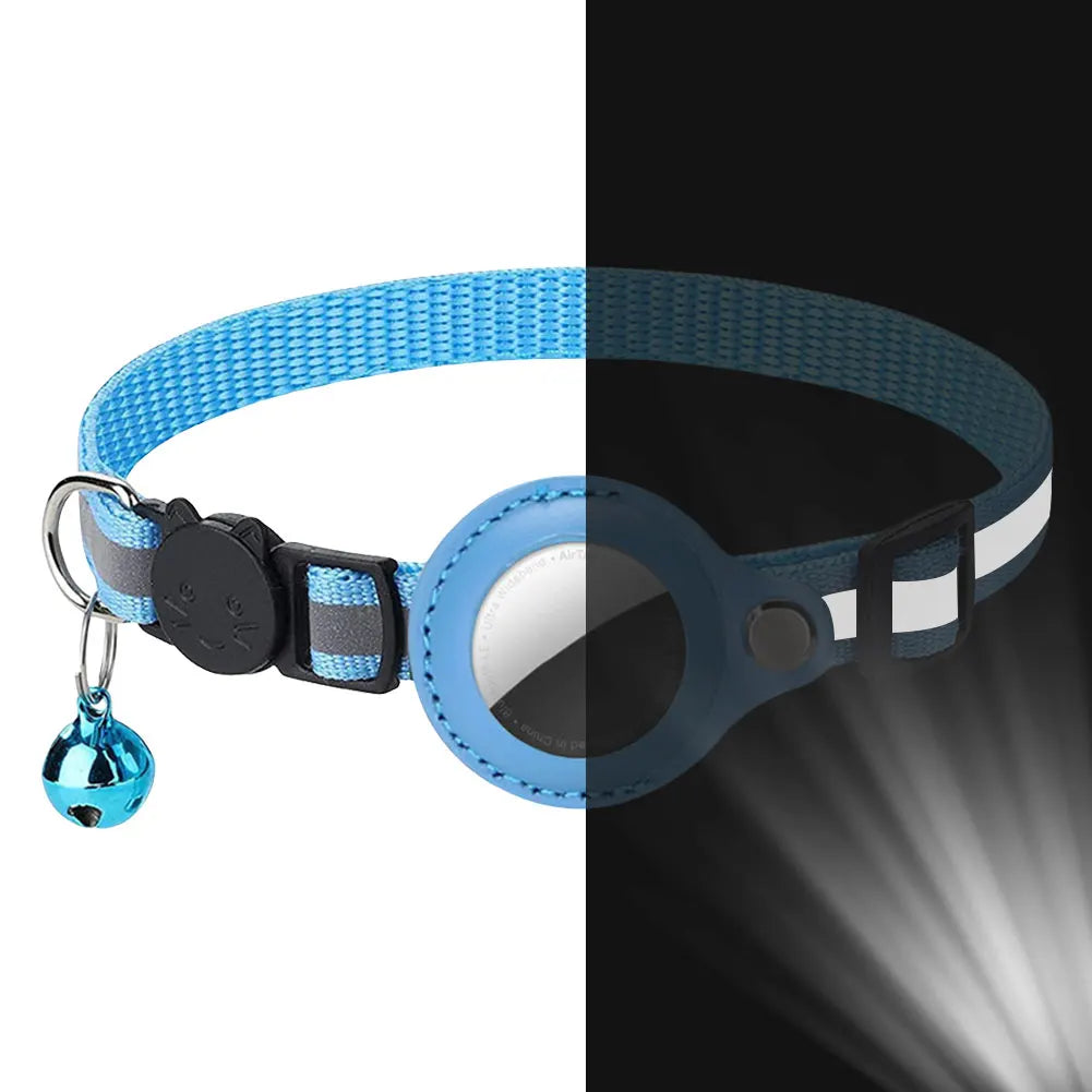 Reflective Cat Collar w/Apple Air Tag Holder Designed for Kitty Safety