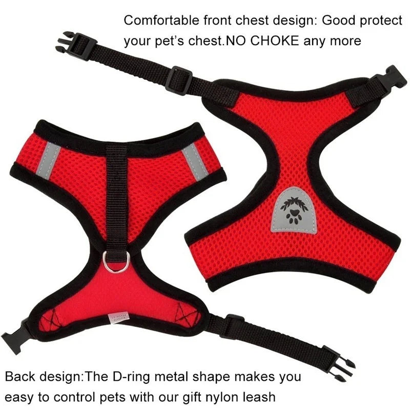 Cat Dog Harness with Lead Leash Adjustable Vest Polyester Mesh Breathable Harnesses Reflective for Small Dog Cat Accessories