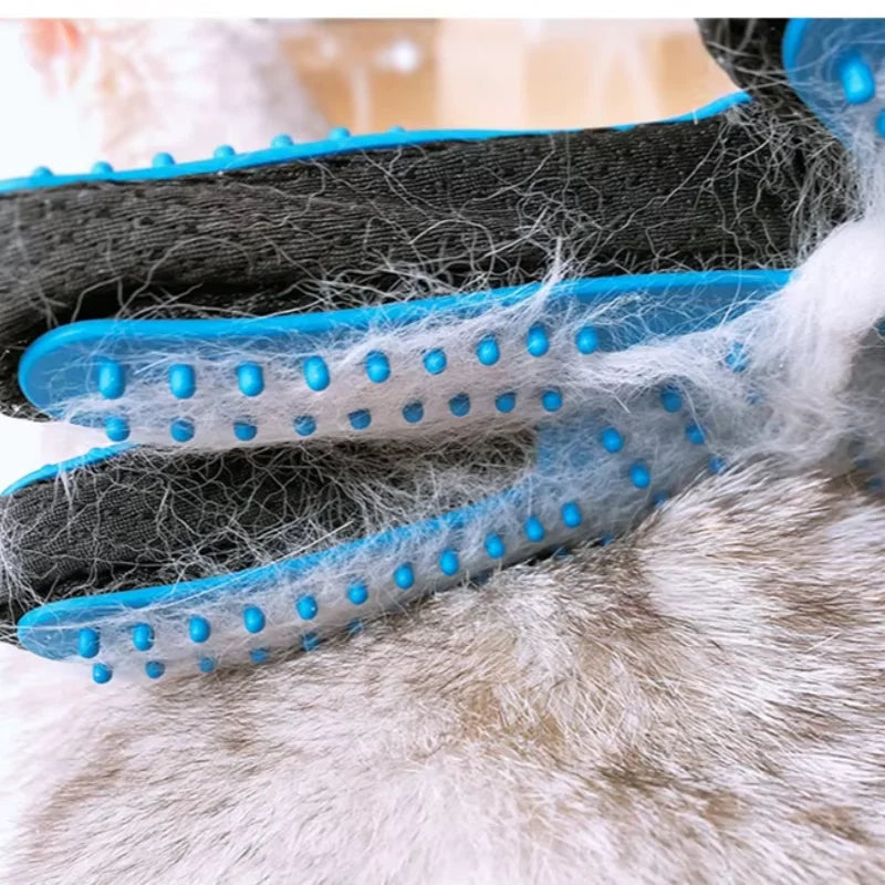 Pet Grooming Kit for Dog Cat Rabbit Fur 2 Sided Grooming Brush Bath Cleaning Glove De-Shedding De-Matting Pet Hair