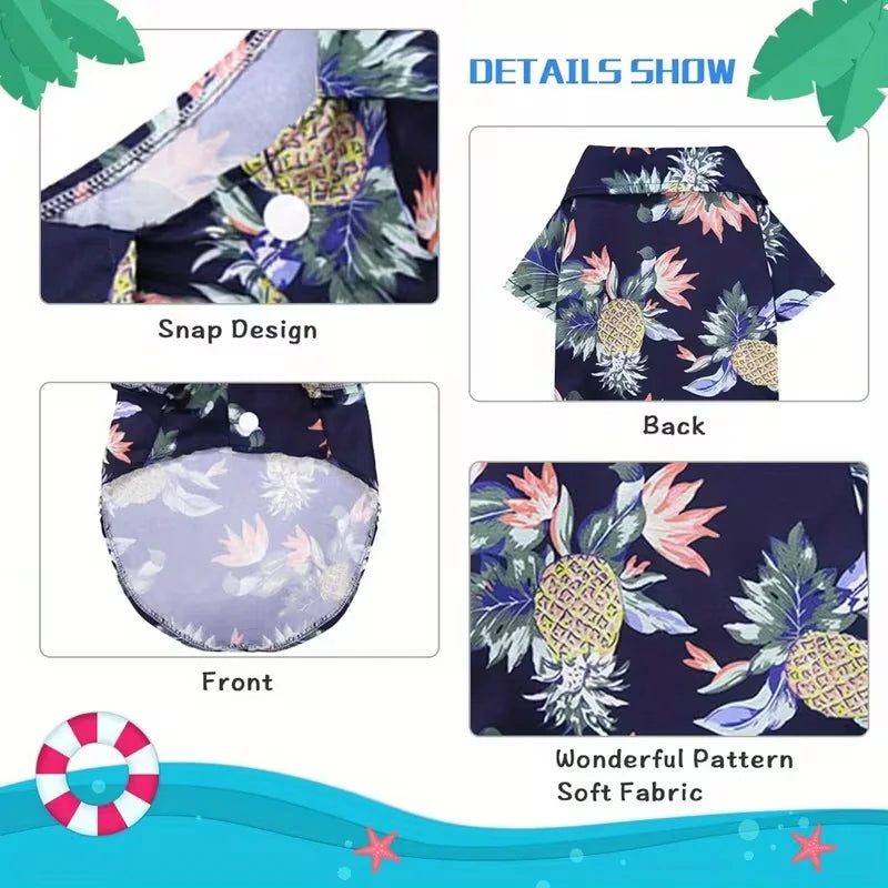Hawaiian Style Pet Dog Clothes Summer Sand Beach Dog Shirts for Small Medium Dogs Puppy Cat Clothing