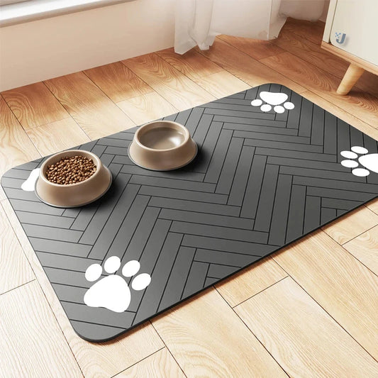 Pet Feeding Pet Placemat for Food and Water Bowl, with Waterproof Rubber Backing, Quick Dry Water Mat for Dog Cat