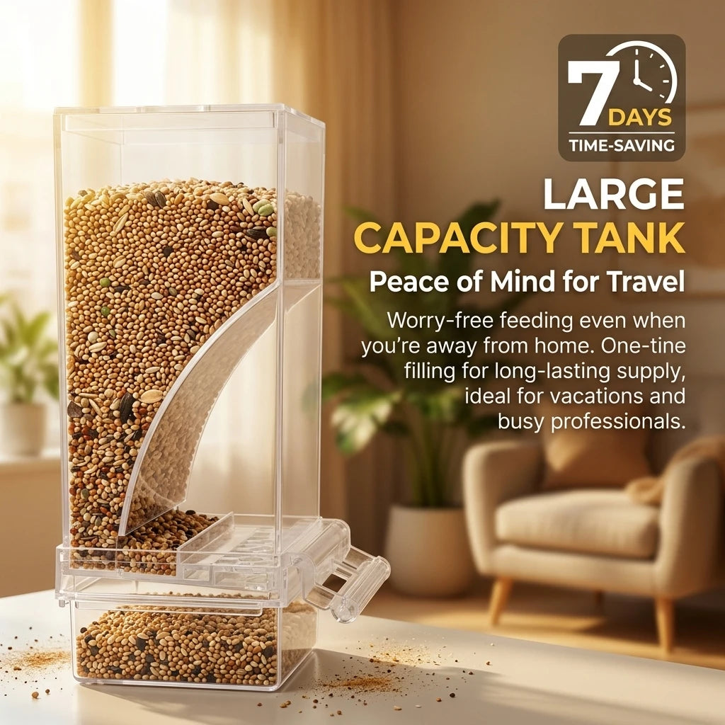 No Mess Automatic Bird Feeder Clear Acrylic Seed Dispenser