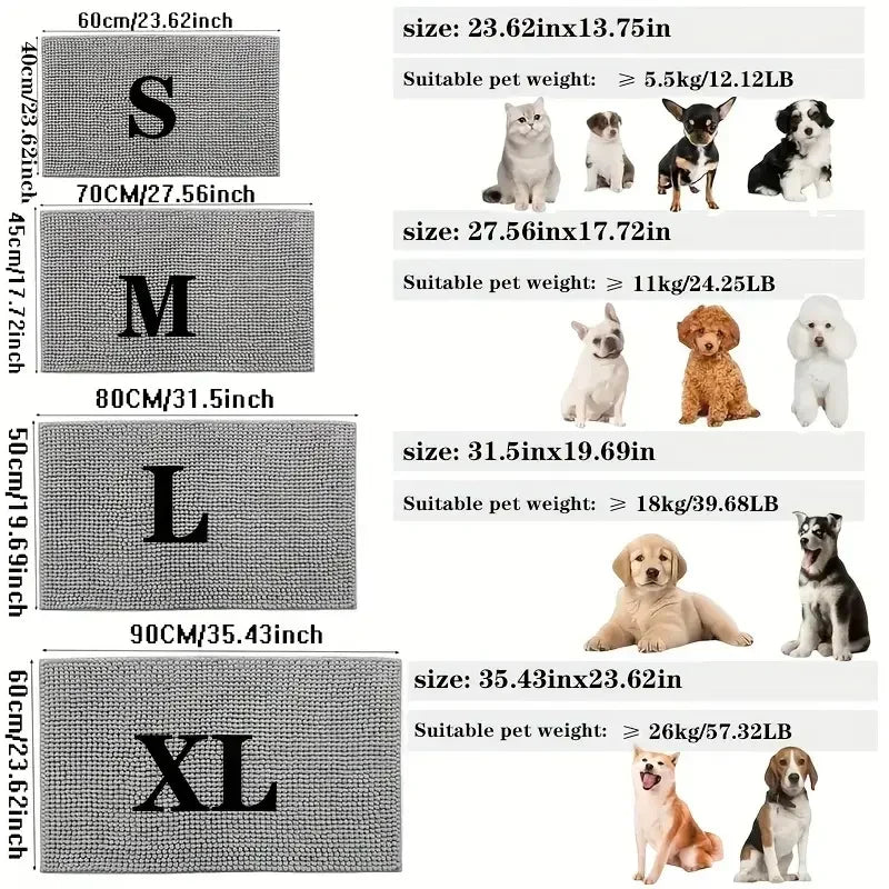 Dog Doormat for Muddy Paws Absorbent Non-slip Washable Mat Anti-slip Quick-drying Microfiber Mud Mat Pet Accessories