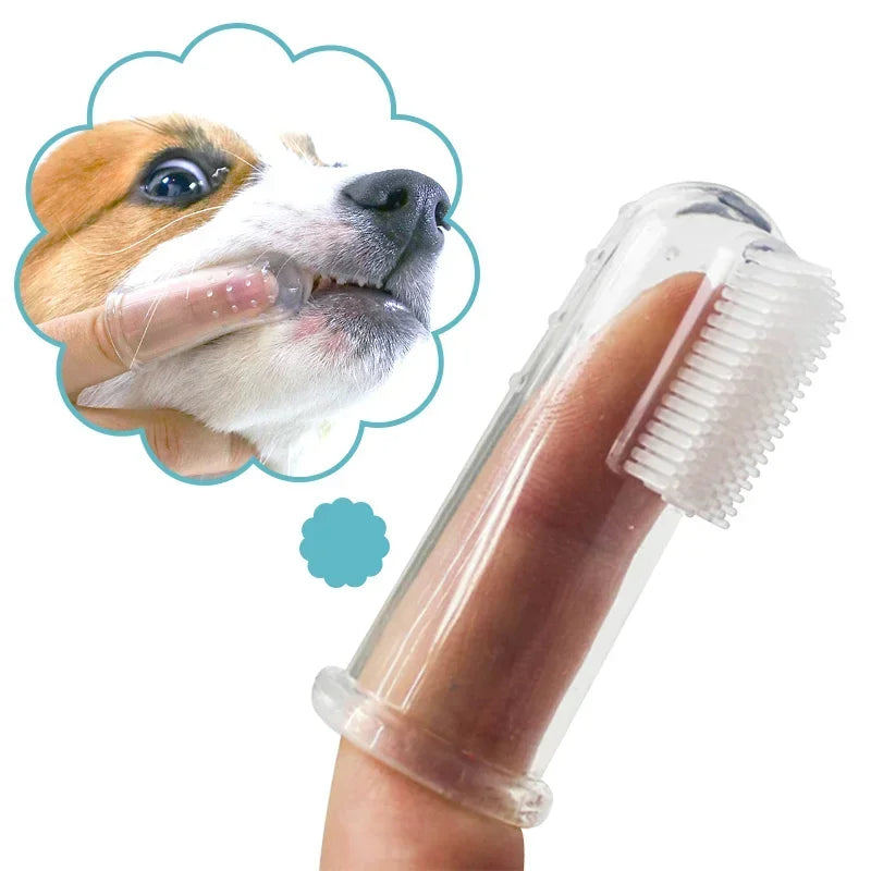 Super Soft Pet Finger Toothbrush, Dog Brush Bad Breath Tartar Teeth Care Tool Dog Cat Cleaning Silica Gel