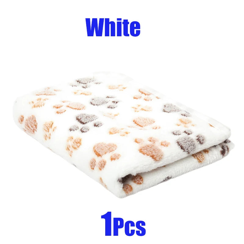 Pet Blanket Cute Dog Paw Print Blanket Pet Mat Warm Comfortable Blanket for Cat Dogs Soft Fluffy Pet Mat Flannel Dog Blankets