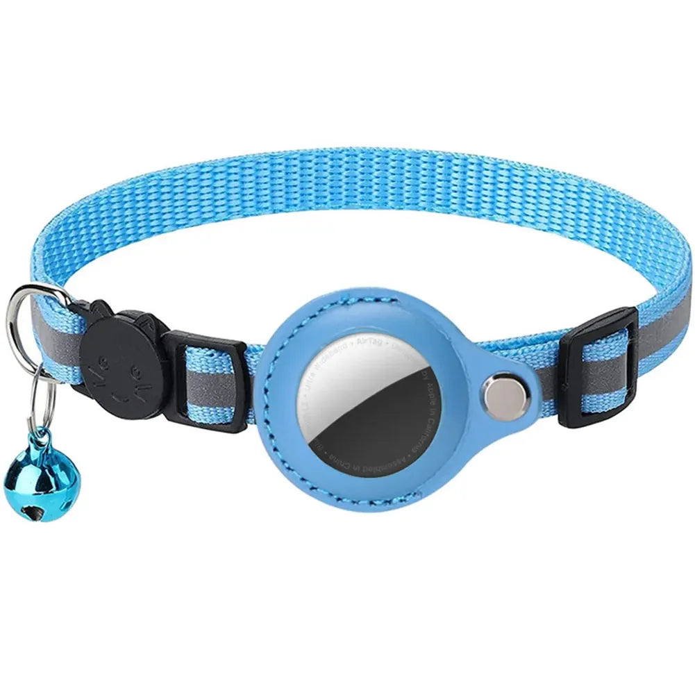 Cat Air Tag Holder Collar Breakaway Reflective Strips Adjustable Kitten Collar Waterproof Cat Bell Collar Pet Air Tag Case