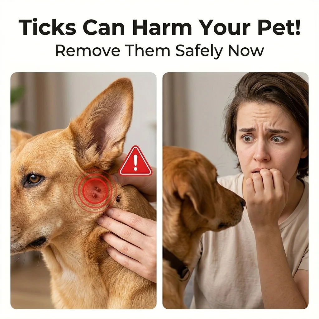 Tick Remover Tool for Dogs Cats & Humans Safe Flea Removal Hook Portable Easy No Pain