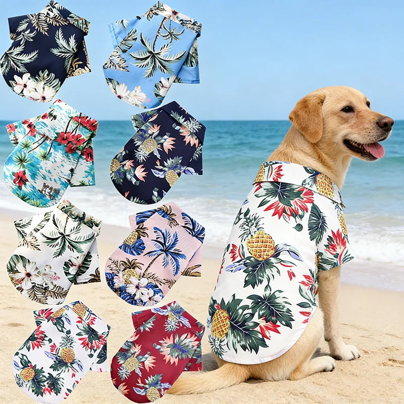 Hawaiian Style Pet Dog Clothes Summer Sand Beach Dog Shirts for Small Medium Dogs Puppy Cat Clothing