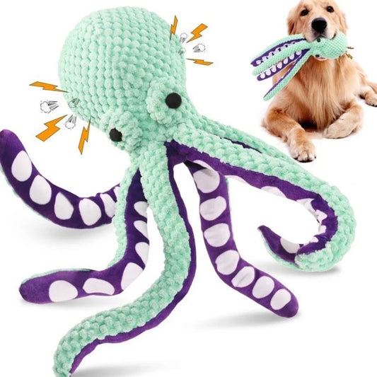 Pet plush octopus toy interactive sound for home