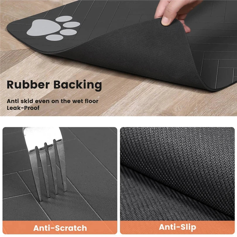 Pet Feeding Pet Placemat for Food and Water Bowl, with Waterproof Rubber Backing, Quick Dry Water Mat for Dog Cat