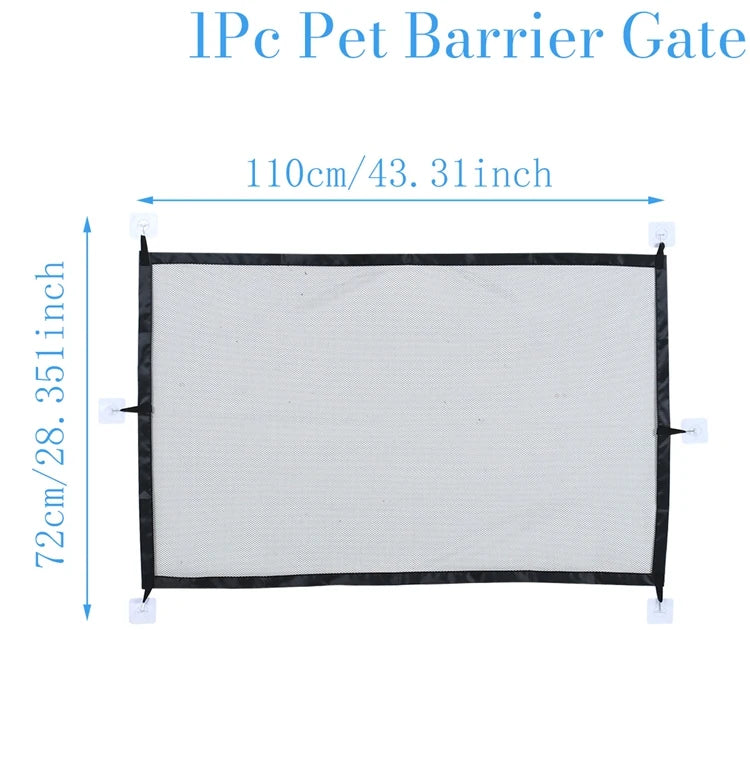 Dog Home Barrier Pet Isolator Stairs Gate W/6pc Hooks
