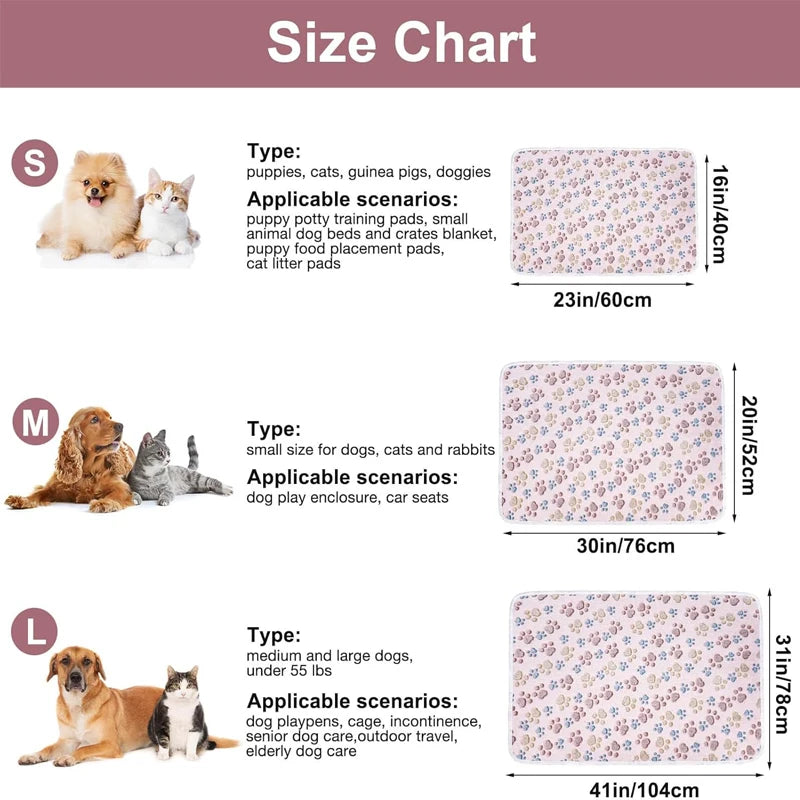Pet Blanket Cute Dog Paw Print Blanket Pet Mat Warm Comfortable Blanket for Cat Dogs Soft Fluffy Pet Mat Flannel Dog Blankets