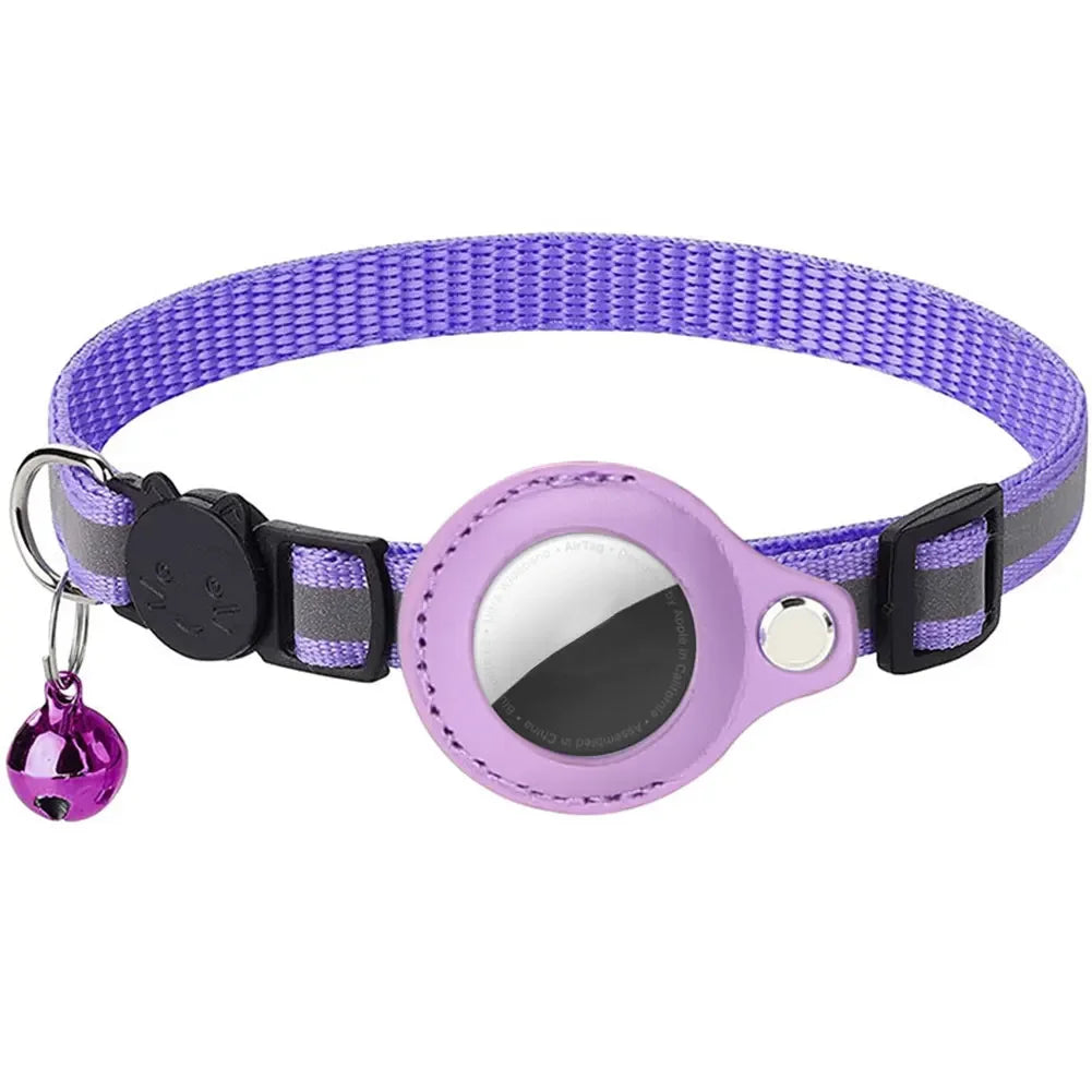 Cat Air Tag Holder Collar Breakaway Reflective Strips Adjustable Kitten Collar Waterproof Cat Bell Collar Pet Air Tag Case
