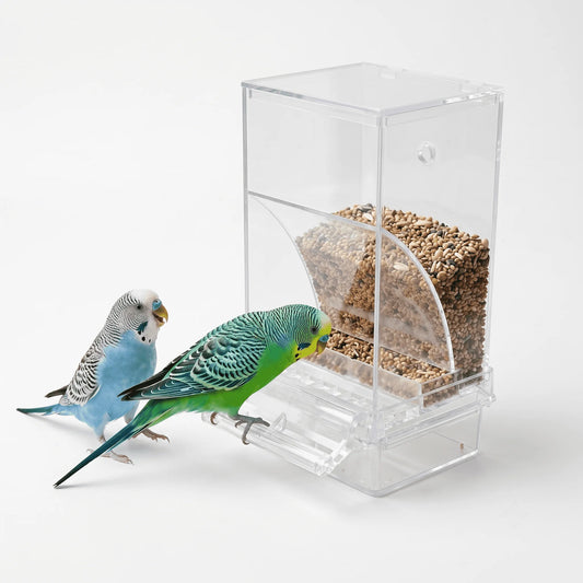 No Mess Automatic Bird Feeder Clear Acrylic Seed Dispenser