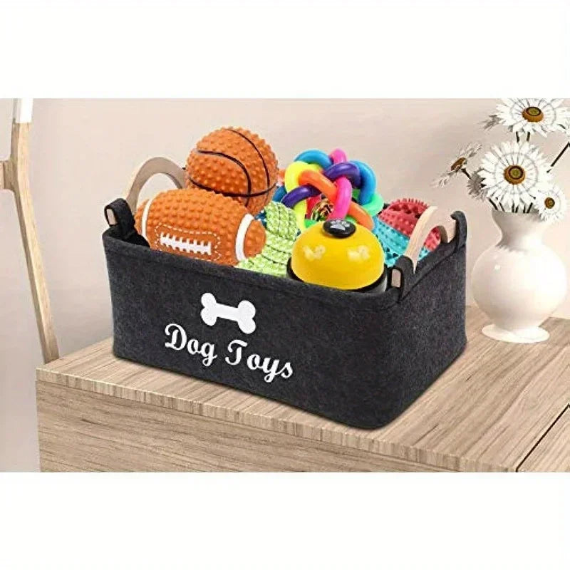 1pc Felt Pet Toy Box, Dog Toy Box, Storage Basket Chest Organizer For Organizing Pet Toys, Blankets, Leashes And Food