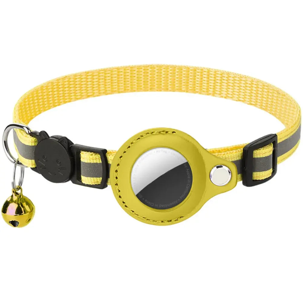Cat Air Tag Holder Collar Breakaway Reflective Strips Adjustable Kitten Collar Waterproof Cat Bell Collar Pet Air Tag Case
