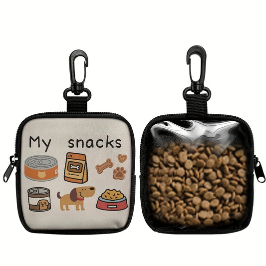1pc Dog Print Dog Treat Bag with Hook and Zipper - Pet Training, Puppy Pet Training Walking Bag, Dog Training Accessories