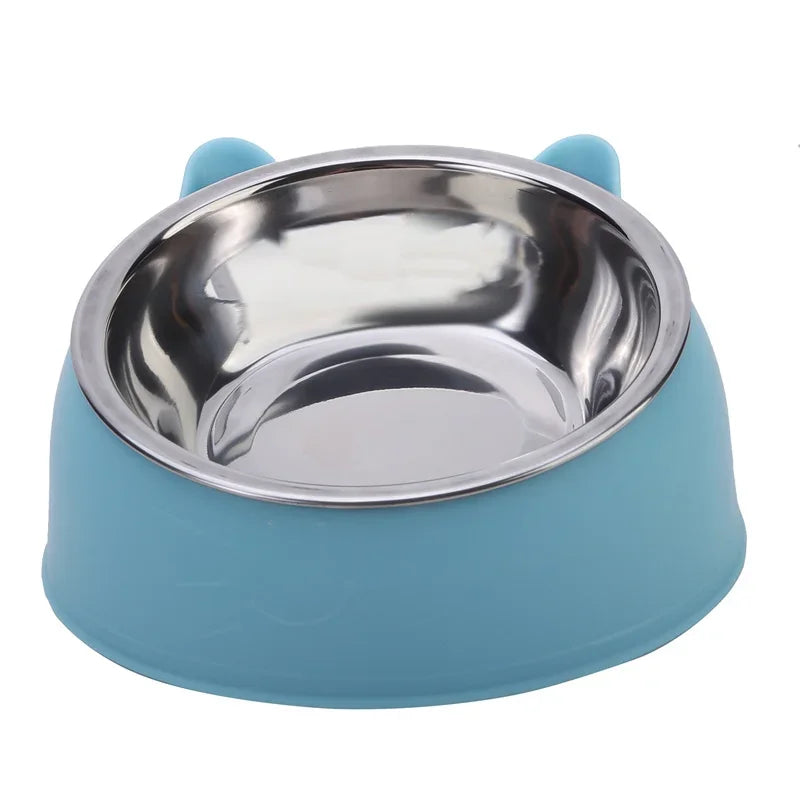 1pc Cat Inclined Stainless Steel Bowl