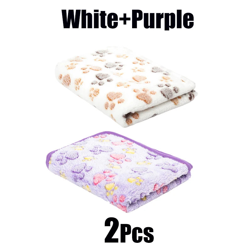 Pet Blanket Cute Dog Paw Print Blanket Pet Mat Warm Comfortable Blanket for Cat Dogs Soft Fluffy Pet Mat Flannel Dog Blankets