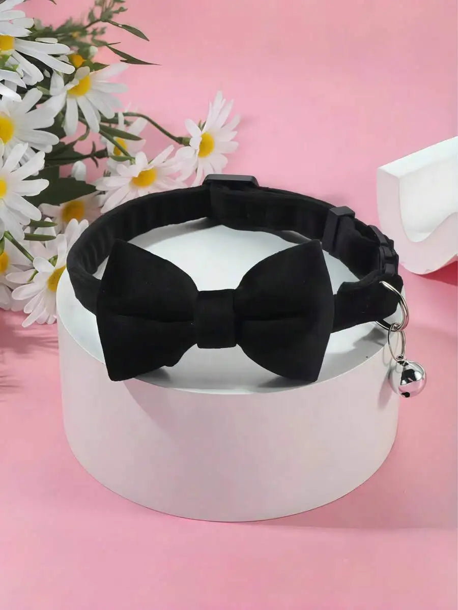 1pc Fashionable Adjustable Pet Collar, Multi-Color, With Bell And Bow Tie - Suitable For Cats And Small Dogs