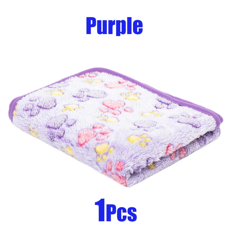 Pet Blanket Cute Dog Paw Print Blanket Pet Mat Warm Comfortable Blanket for Cat Dogs Soft Fluffy Pet Mat Flannel Dog Blankets
