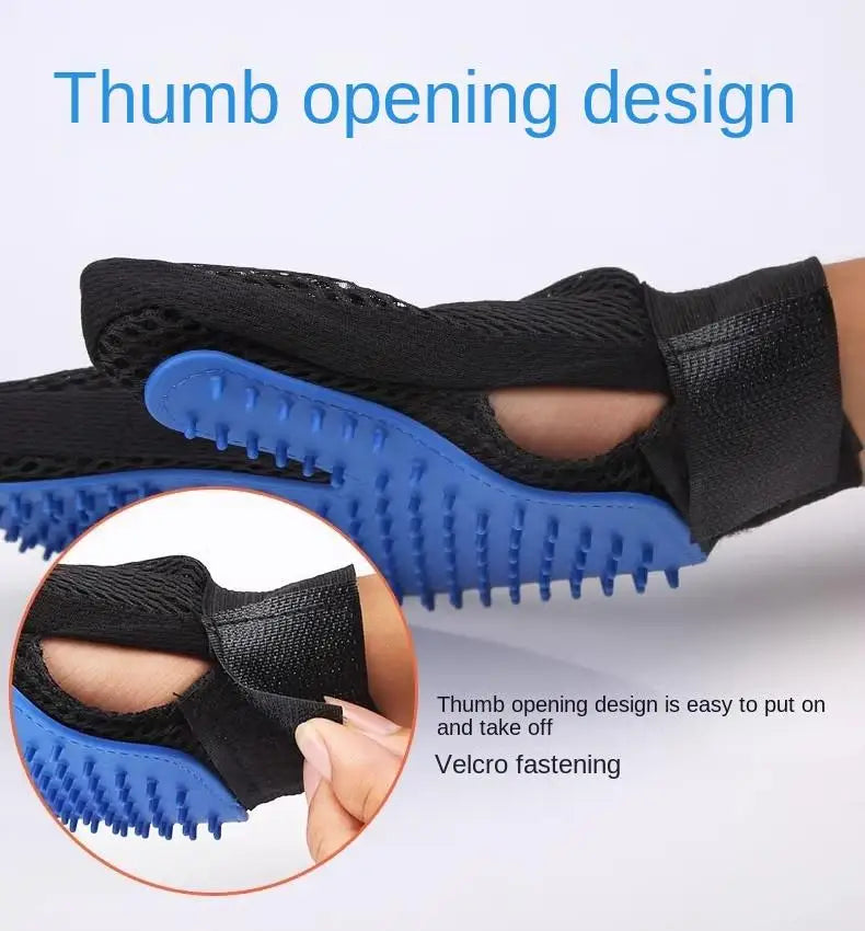 Pet Grooming Kit for Dog Cat and Rabbit Fur, 2 Sided Grooming Brush Bath Cleaning Glove De-Shedding De-Matting Pet Hair