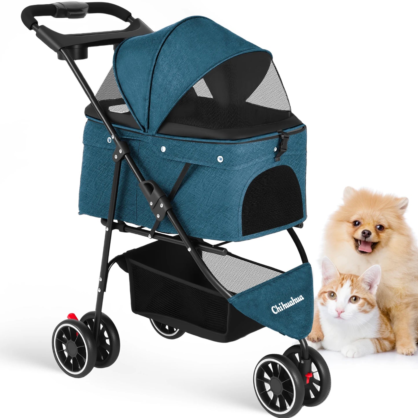 Pet Stroller For Small Puppy Dogs & Cats Travel Portable Dog Stroller Foldable Dog Cat Carrier Strolling
