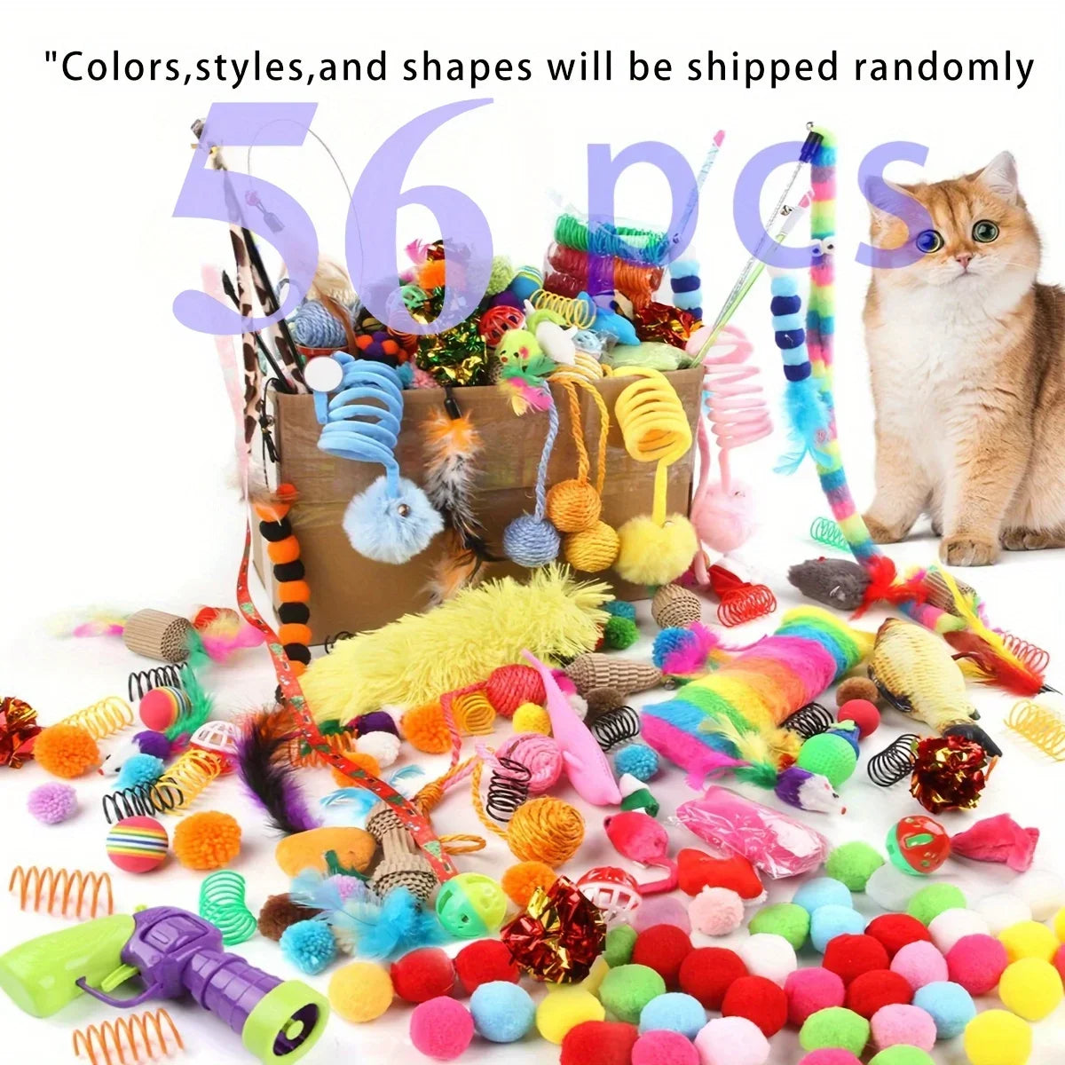 56pcs/28pcs/14pcs Cat Mixed Toy Pack.