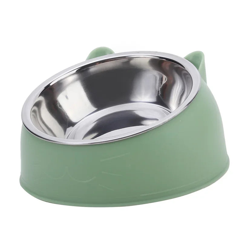 1pc Cat Inclined Stainless Steel Bowl