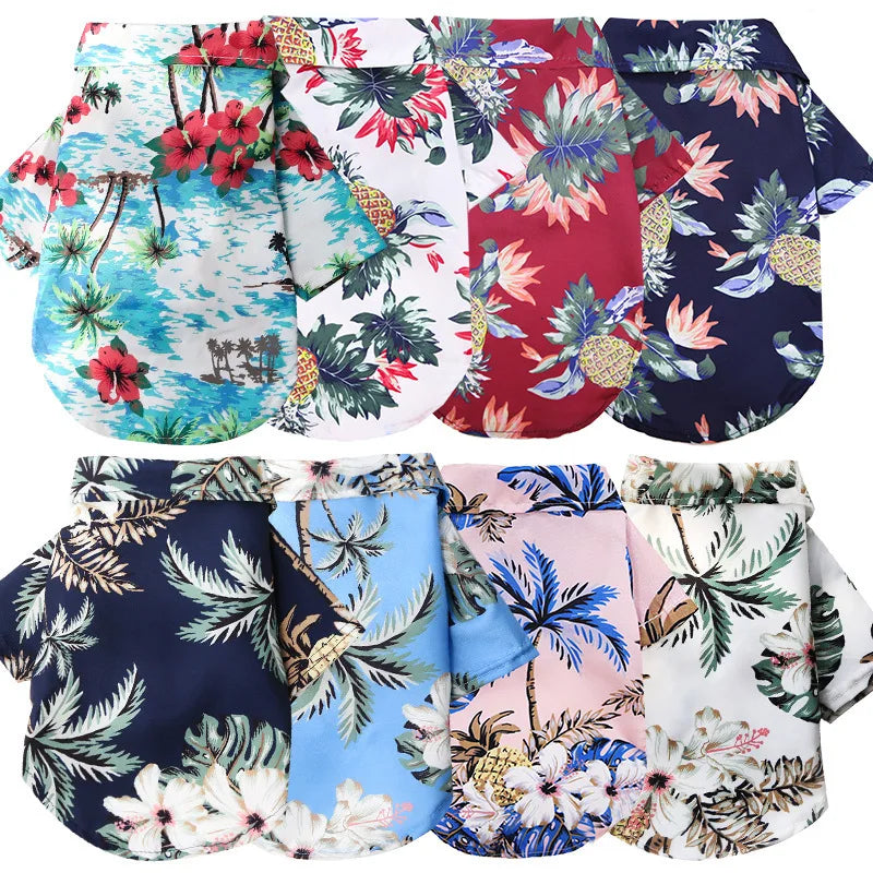 Hawaiian Style Pet Dog Clothes Summer Sand Beach Dog Shirts for Small Medium Dogs Puppy Cat Clothing Pug French Bulldog