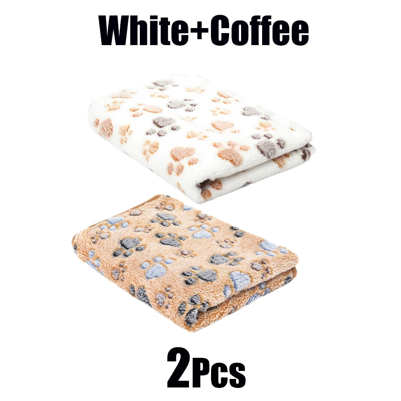 Pet Blanket Cute Dog Paw Print Blanket Pet Mat Warm Comfortable Blanket for Cat Dogs Soft Fluffy Pet Mat Flannel Dog Blankets