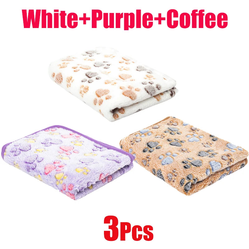 Pet Blanket Cute Dog Paw Print Blanket Pet Mat Warm Comfortable Blanket for Cat Dogs Soft Fluffy Pet Mat Flannel Dog Blankets