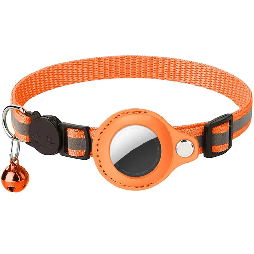 Reflective Cat Collar w/Apple Air Tag Holder Designed for Kitty Safety