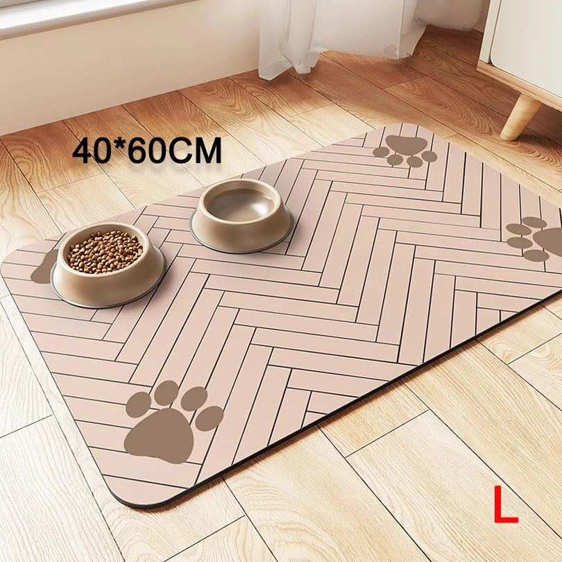 Pet Feeding Pet Placemat for Food and Water Bowl, with Waterproof Rubber Backing, Quick Dry Water Mat for Dog Cat