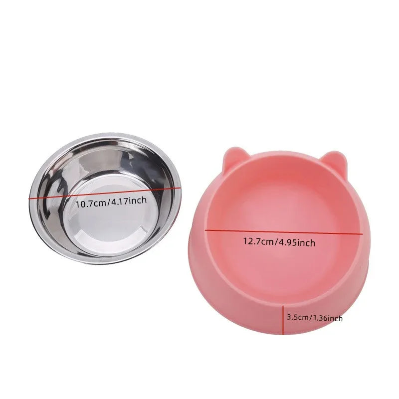 1pc Cat Inclined Stainless Steel Bowl