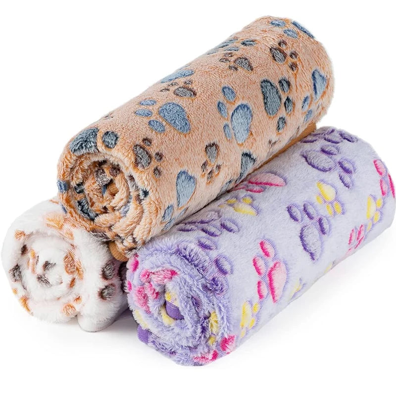 Pet Blanket Cute Dog Paw Print Blanket Pet Mat Warm Comfortable Blanket for Cat Dogs Soft Fluffy Pet Mat Flannel Dog Blankets