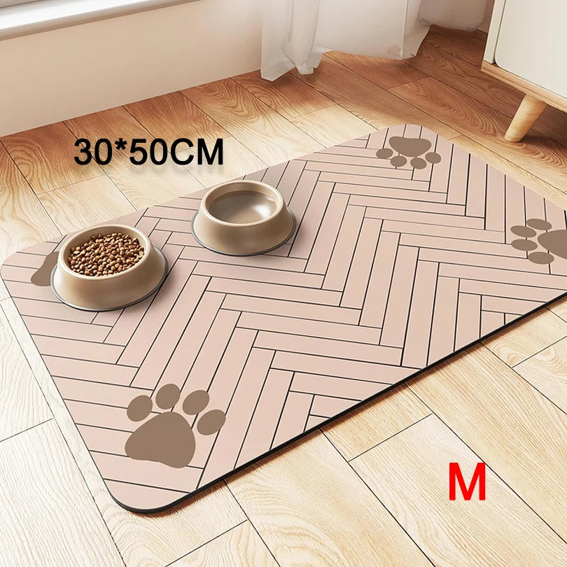 Pet Feeding Pet Placemat for Food and Water Bowl, with Waterproof Rubber Backing, Quick Dry Water Mat for Dog Cat