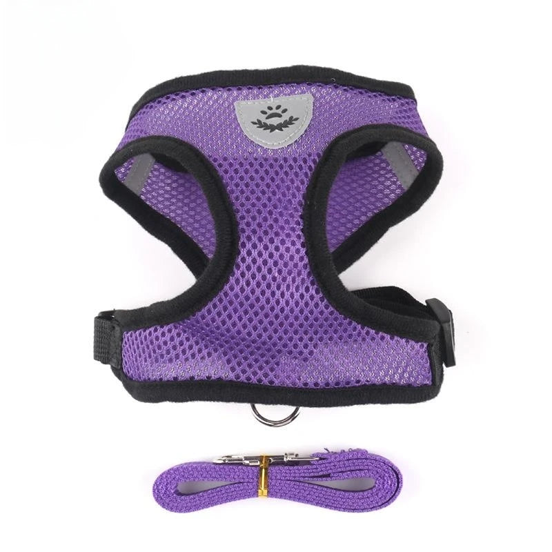 Cat Dog Harness with Lead Leash Adjustable Vest Polyester Mesh Breathable Harnesses Reflective for Small Dog Cat Accessories