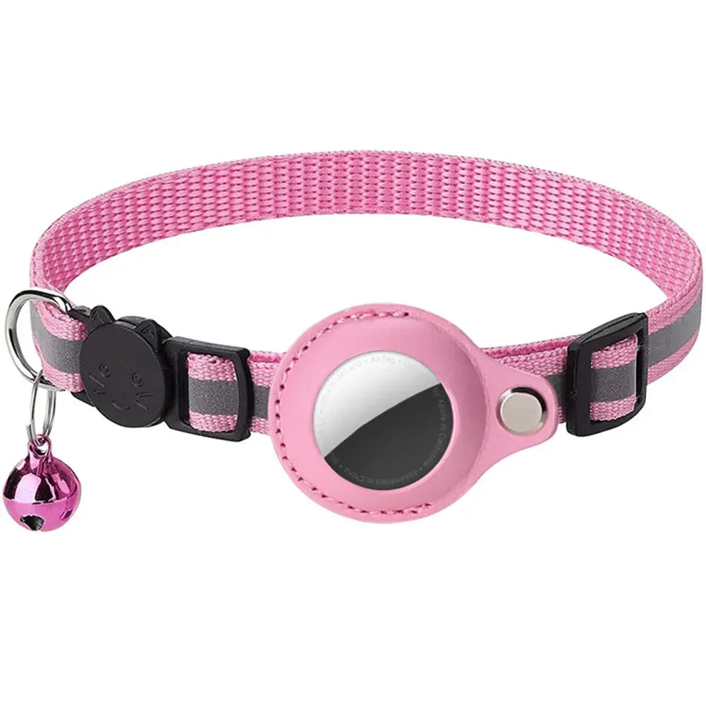 Reflective Cat Collar w/Apple Air Tag Holder Designed for Kitty Safety