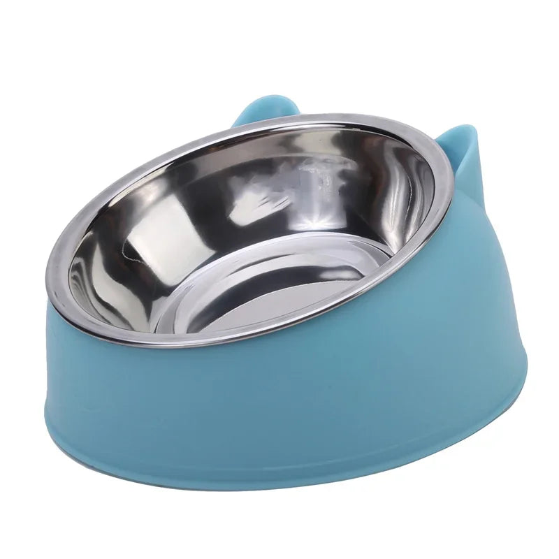 1pc Cat Inclined Stainless Steel Bowl