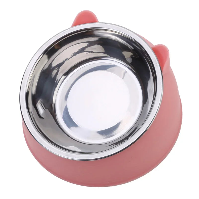 1pc Cat Inclined Stainless Steel Bowl