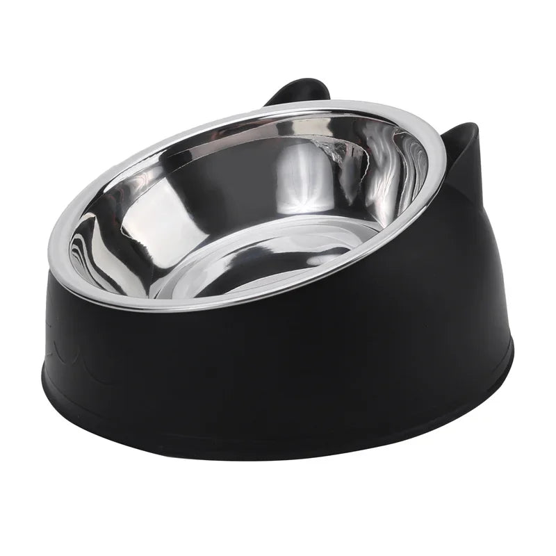 1pc Cat Inclined Stainless Steel Bowl